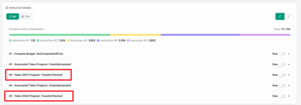 Zeno Bank's Crypto Payment Gateway Deep Dive Solscan breakdown of a 5-instruction consolidation transaction, highlighting instructions #3 and #5 (the two TransferChecked transfers).