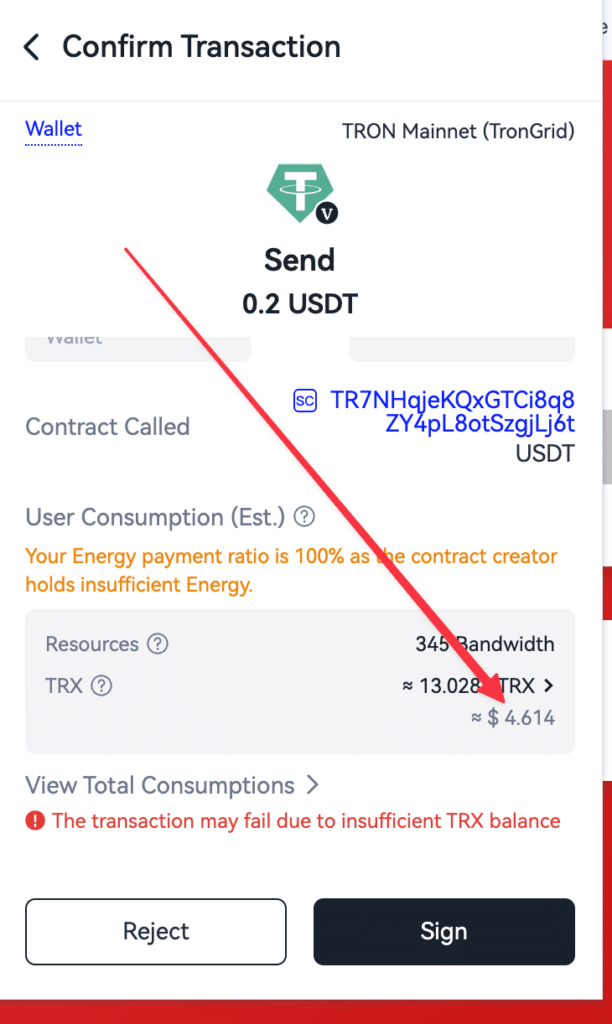 Zeno Bank's Crypto Payment Gateway Deep Dive Tron wallet showing about $4.61 in network fees to make a single USDT transfer from a wallet with no Energy, a sign Tron is no longer the cheapest chain.